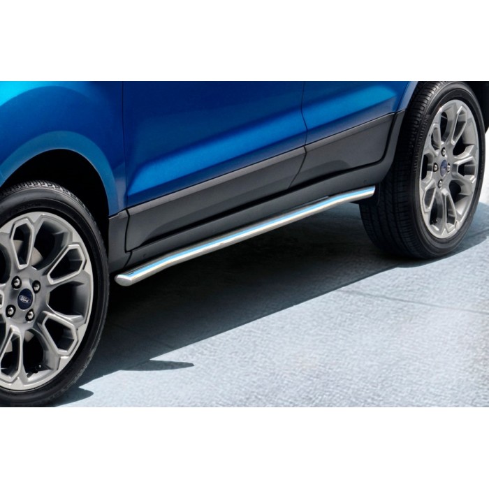 Пороги труба с накладками 76 мм серебристая для Ford Ecosport 2018-2023 артикул FES004S