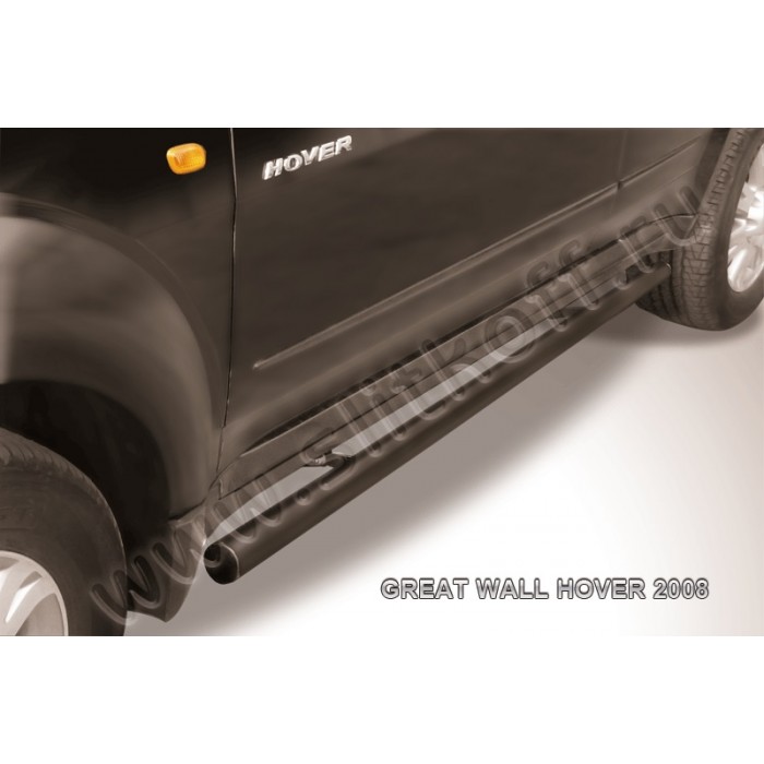 Пороги труба 57 мм чёрная для Great Wall Hover 2008-2010 артикул GWHN009B