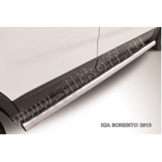 Пороги труба 76 мм серебристая для Kia Sorento 2012-2015