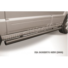 Пороги труба 76 мм чёрная для Kia Sorento 2006-2009