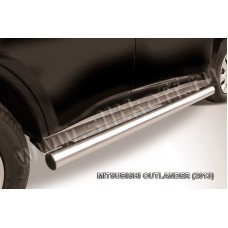 Пороги труба 76 мм серебристая для Mitsubishi Outlander 2012-2014
