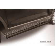 Пороги труба 76 мм чёрная для Mazda CX-9 2007-2012