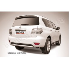 Защита заднего бампера 76 мм короткая серебристая для Nissan Patrol 2010-2023