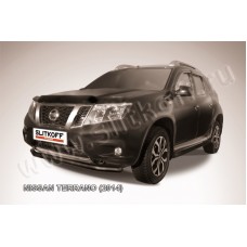 Защита переднего бампера 57 мм чёрная для Nissan Terrano 2014-2023