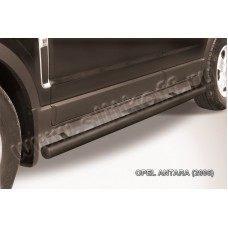 Пороги труба 76 мм чёрная для Opel Antara 2006-2018