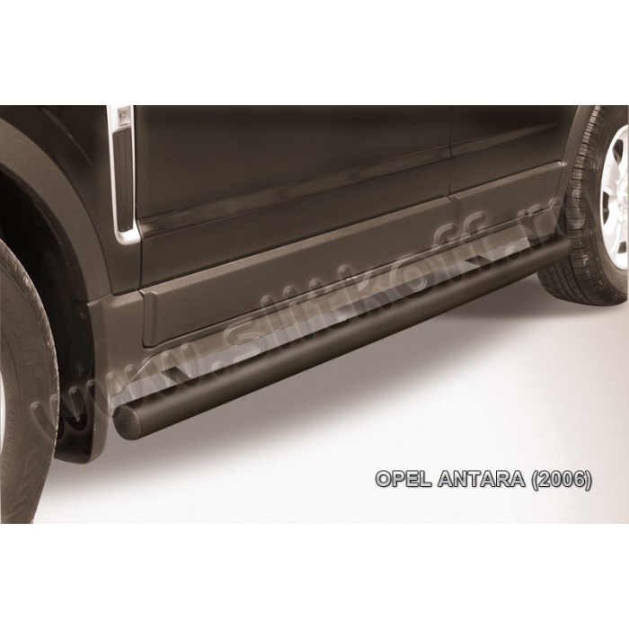 Пороги труба 76 мм чёрная для Opel Antara 2006-2018 артикул OPAN007B