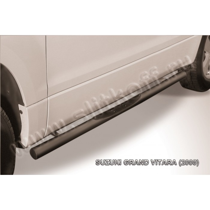 Пороги труба с накладками 76 мм чёрная для Suzuki Grand Vitara 3 двери 2008-2011 артикул SGV3D08009B