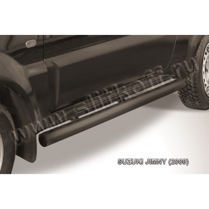 Пороги труба 76 мм чёрная для Suzuki Jimny 19988-2018 артикул SJ006B