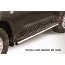 Защита штатных порогов 57 мм серебристая для Toyota Land Cruiser 200 2007-2011