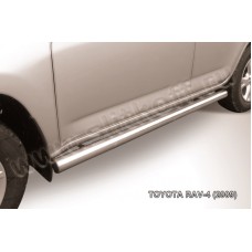 Пороги труба 76 мм серебристая для Toyota RAV4 2009-2010
