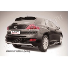 Защита заднего бампера 57 мм радиусная серебристая для Toyota Venza 2012-2017
