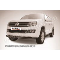 Защита переднего бампера 76 мм чёрная для Volkswagen Amarok 2010-2016