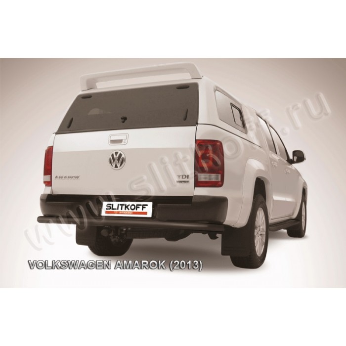 Защита заднего бампера 57 мм чёрная для Volkswagen Amarok 2010-2016 артикул VWAM13012B