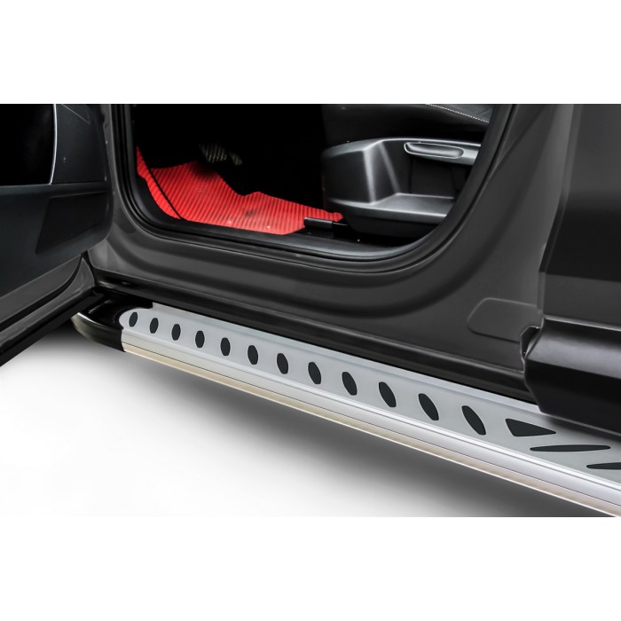 Пороги алюминиевые Elite Silver для Lada XRay 2016-2022 артикул ALLadXR012