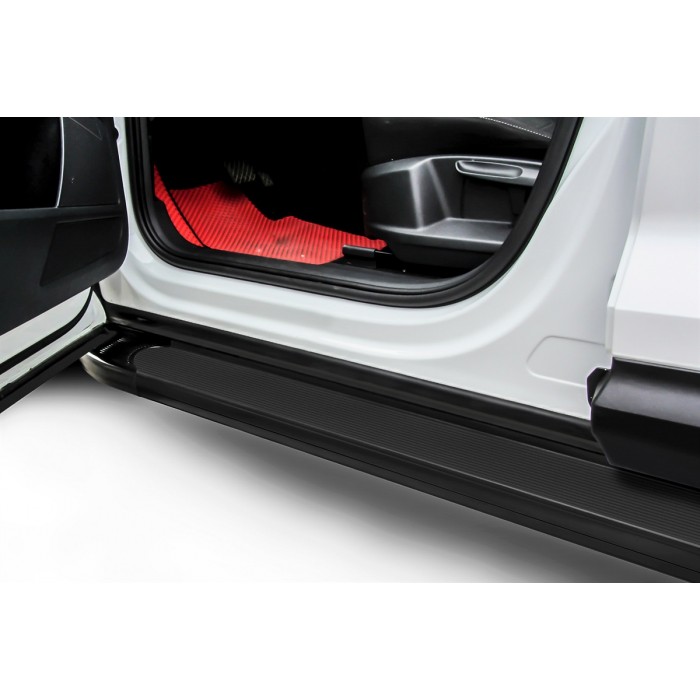 Пороги алюминиевые Optima Black для Mazda CX-5 2017-2022 артикул ALMZCX17501