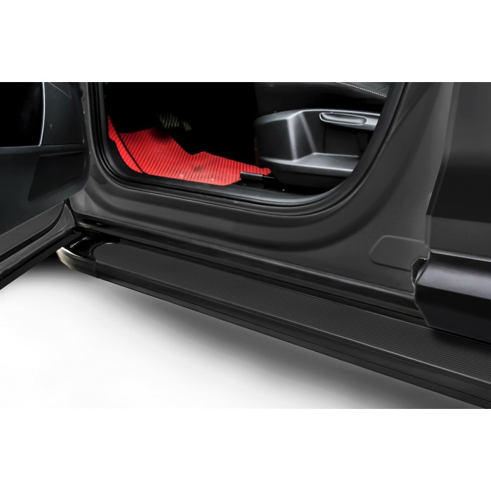 Пороги алюминиевые Optima Black для Mazda CX-5 2017-2022 артикул ALMZCX17501