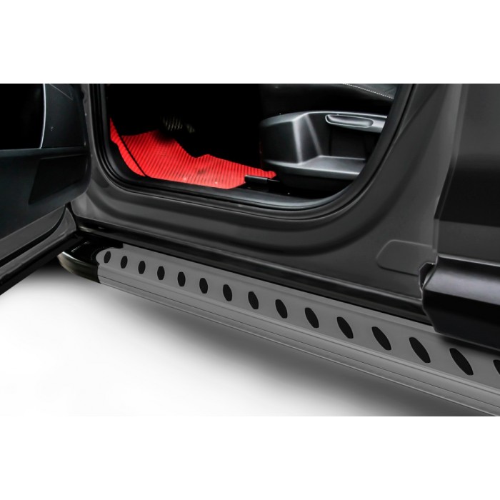 Пороги алюминиевые Prestige Grafit для Toyota Hilux 2015-2023