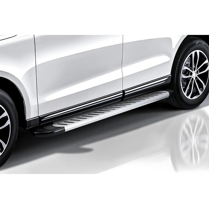 Пороги алюминиевые Prestige Silver для Lexus RX-350 2015-2023 артикул ALLRX15008