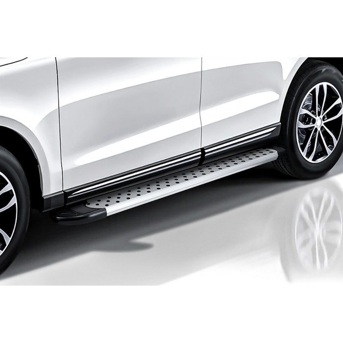 Пороги алюминиевые Standart Silver для Renault Arkana 2019-2022 артикул ALRAR4WD005