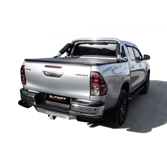 Защита задняя уголки 76 мм чёрные для Toyota Hilux 2020-2023 артикул THL20006B