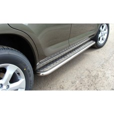 Пороги с площадкой алюминиевый лист 43 мм для Hyundai Santa Fe 2006-2010