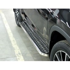 Пороги с площадкой алюминиевый лист 53 мм для Toyota Highlander 2017-2019