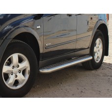 Пороги с площадкой алюминиевый лист 60 мм для Chevrolet Captiva 2006-2018