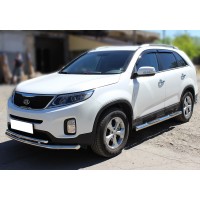 Пороги труба с накладками 76 мм для Kia Sorento 2012-2020