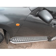 Пороги с площадкой алюминиевый лист 43 мм для Mitsubishi Outlander 2010-2012