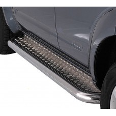 Пороги с площадкой алюминиевый лист 60 мм для Nissan Pathfinder 2004-2009