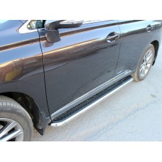 Пороги с площадкой алюминиевый лист 60 мм для Lexus RX270/350/450 2012-2015