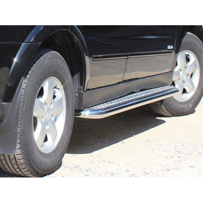 Пороги с площадкой алюминиевый лист 53 мм для Volkswagen Touareg 2002-2018 артикул WLT_2.1