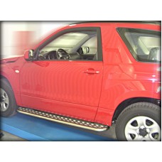 Пороги с площадкой алюминиевый лист 43 мм на 3 двери для Suzuki Grand Vitara 2005-2007