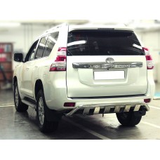 Защита заднего бампера 53 мм с накладками для Toyota Land Cruiser Prado 150 2013-2017