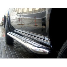 Пороги с площадкой алюминиевый лист 60 мм для Mazda BT-50 2006-2011