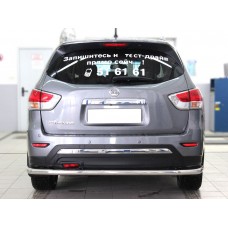 Защита заднего бампера большая 60 мм для Nissan Pathfinder 2014-2020