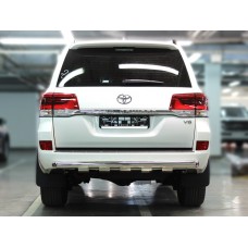 Защита заднего бампера 76 мм с накладками для Toyota Land Cruiser 200 2015-2023