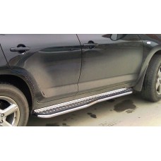 Пороги с площадкой алюминиевый лист фигурные 43 мм для Hyundai Santa Fe 2010-2012
