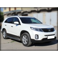 Пороги с площадкой алюминиевый лист 60 мм для Kia Sorento 2012-2020