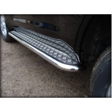 Пороги с площадкой алюминиевый лист 76 мм для Toyota Land Cruiser 200 2012-2013