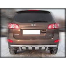 Защита заднего бампера 60 мм радиусная с накладками для Hyundai Santa Fe 2010-2012