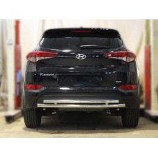 Защита заднего бампера двойная 53-43 мм для Hyundai Tucson 2015-2018