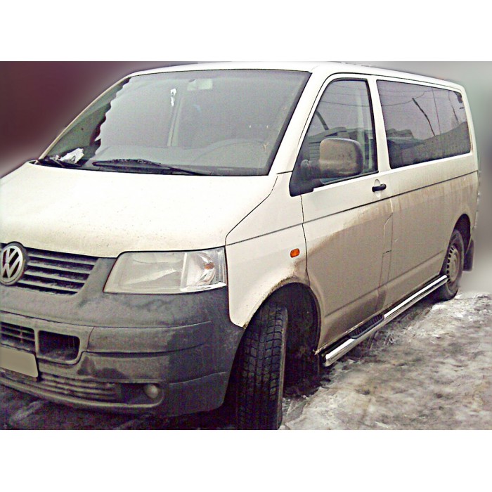 Пороги труба с накладками 76 мм для Volkswagen T5 2003-2009 артикул WLT5_3.1