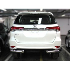 Защита задняя двойные уголки 76-43 мм для Toyota Fortuner 2020-2023