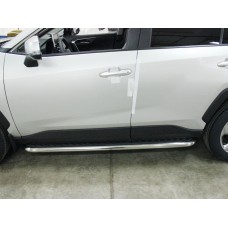 Пороги с площадкой алюминиевый лист 53 мм для Toyota RAV4 2019-2023