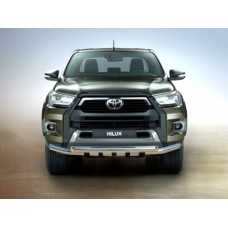Защита переднего бампера 76 мм с накладками для Toyota Hilux 2020-2023