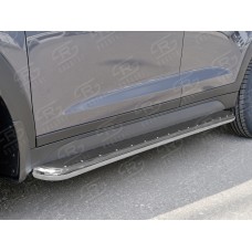 Пороги с площадкой нержавеющий лист 42 мм для Jeep Cherokee 2014-2018