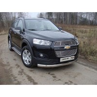 Защита переднего бампера овальная 75х42 мм для Chevrolet Captiva 2013-2016