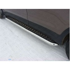 Пороги с площадкой алюминиевый лист 60 мм для Hyundai Santa Fe Grand 2014-2016
