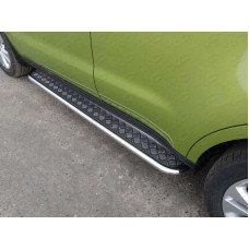 Пороги с площадкой алюминиевый лист 42 мм для Kia Soul 2014-2016